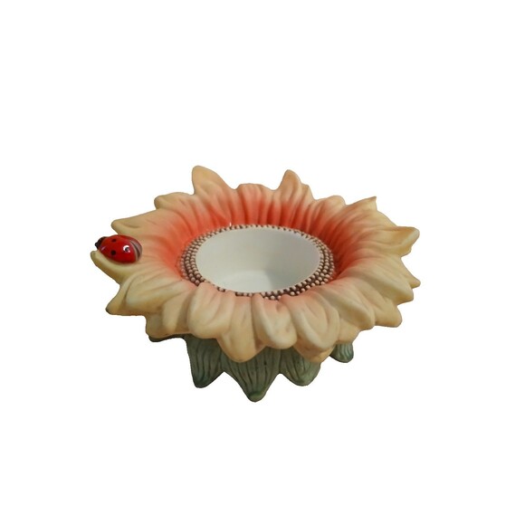 Partylite Sunflower Votive Tealight Candle Holder Ladybug Retired Flower Ceramic - Picture 8 of 16